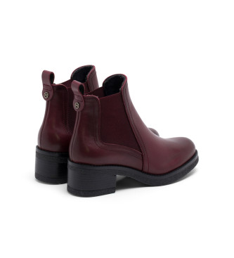 Porronet Leather Elasticated Ankle Boots Giannina burgundy