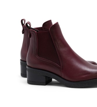 Porronet Leather Elasticated Ankle Boots Giannina burgundy