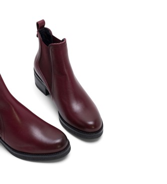 Porronet Leather Elasticated Ankle Boots Giannina burgundy