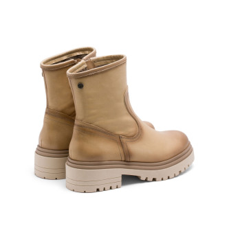 Porronet Fiala Beige Lederstiefeletten mit Reiverschluss Fiala beige