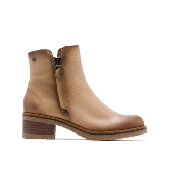 Porronet Lederstiefeletten mit Reiverschluss Ginger beige