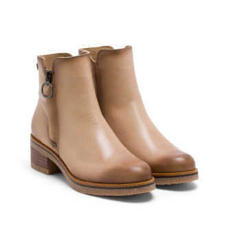 Porronet Bottines en cuir avec fermeture clair Ginger beige