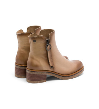 Porronet Bottines en cuir avec fermeture clair Ginger beige