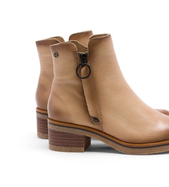 Porronet Bottines en cuir avec fermeture clair Ginger beige