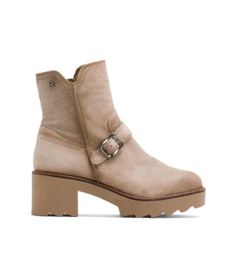 Porronet Bottines en cuir avec fermeture clair beige