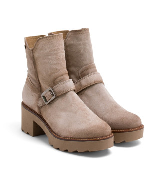 Porronet Bottines en cuir avec fermeture clair beige