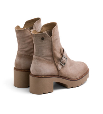 Porronet Bottines en cuir avec fermeture clair beige