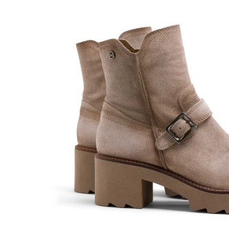 Porronet Bottines en cuir avec fermeture clair beige