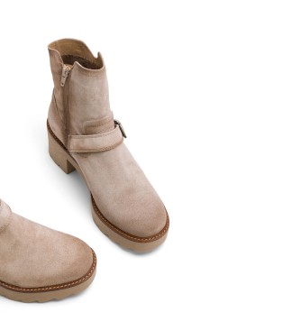 Porronet Bottines en cuir avec fermeture clair beige