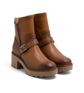 Porronet Leather Ankle Boots With Zipper Malia brown