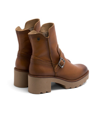 Porronet Leather Ankle Boots With Zipper Malia brown