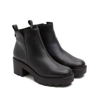 Porronet Mila Zippered Leather Ankle Boots Black