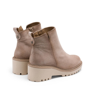 Porronet Lederstiefeletten mit Keil und Reiverschluss Lidia Beige