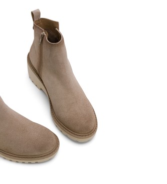 Porronet Lederstiefeletten mit Keil und Reiverschluss Lidia Beige