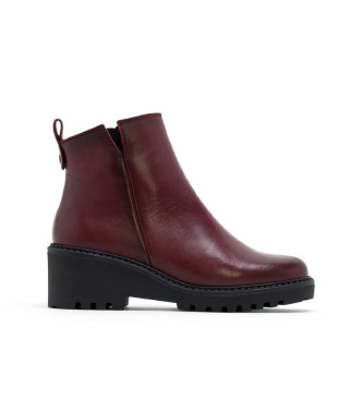 Porronet Lederstiefelette mit Keil und Reiverschluss Letha burgundy