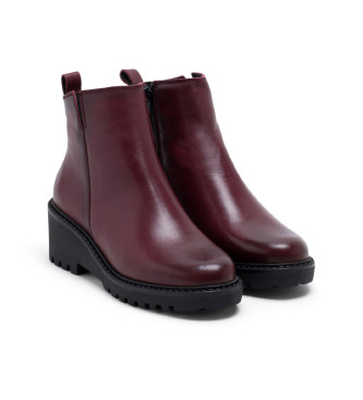 Porronet Leather Ankle Boots With Wedge And Zipper Letha burgundy