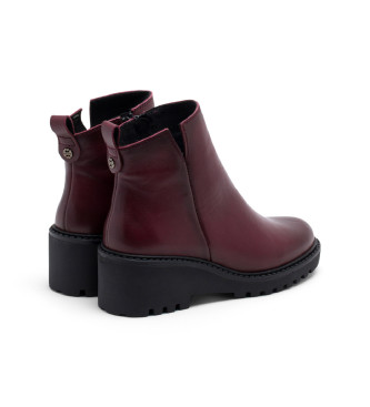 Porronet Leather Ankle Boots With Wedge And Zipper Letha burgundy