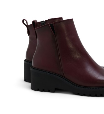 Porronet Leather Ankle Boots With Wedge And Zipper Letha burgundy