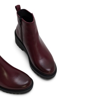 Porronet Lederstiefelette mit Keil und Reiverschluss Letha burgundy