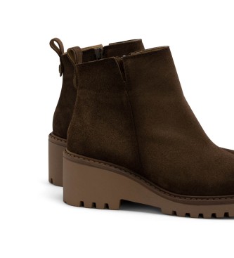 Porronet Bottines en cuir avec semelle compense et fermeture clair Lidia brown