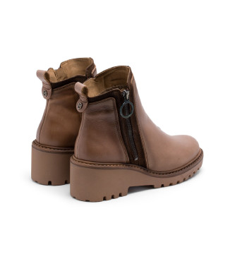 Porronet Bottines en cuir avec semelle compense et fermeture clair Leona taupe