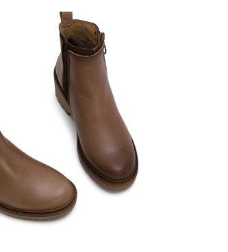 Porronet Bottines en cuir avec semelle compense et fermeture clair Leona taupe