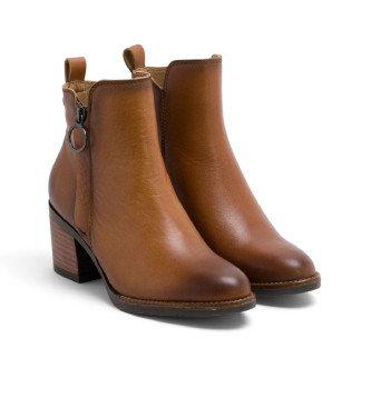 Porronet Leather Ankle Boots With Zipper Jaela brown