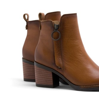 Porronet Leather Ankle Boots With Zipper Jaela brown