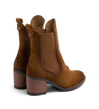 Porronet Bottines en cuir avec lastiques Jana marron