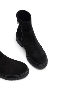 Porronet Botins em pele com fecho de correr Fides preto