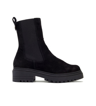 Porronet Bottines en cuir avec lastiques Fleur noir