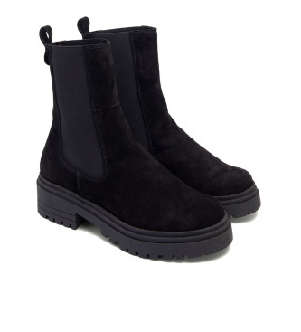 Porronet Bottines en cuir avec lastiques Fleur noir