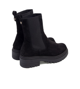 Porronet Bottines en cuir avec lastiques Fleur noir