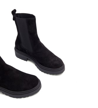 Porronet Bottines en cuir avec lastiques Fleur noir