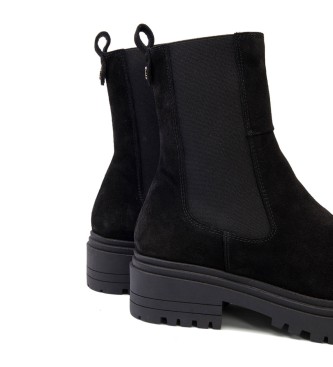 Porronet Bottines en cuir avec lastiques Fleur noir