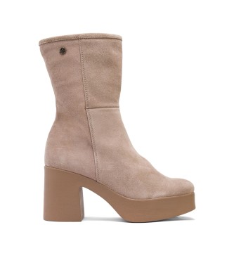porronet Beige smooth leather ankle boots -Heel height 8,5cm