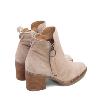 Porronet Nery beige leather ankle boots -Heel height 6,5cm