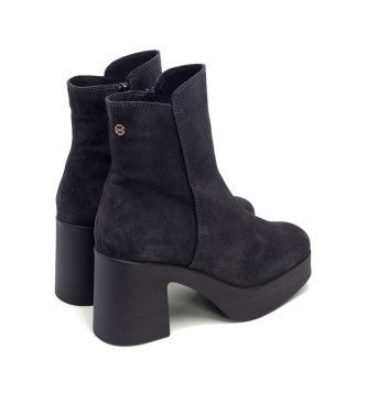 porronet Leta leather ankle boots black -Height heel 8,5cm