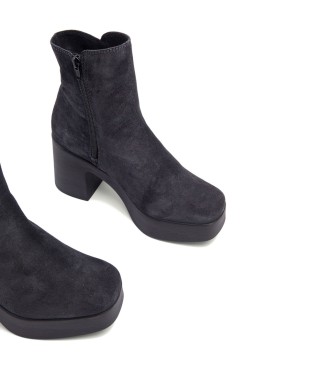 porronet Leta leather ankle boots black -Height heel 8,5cm