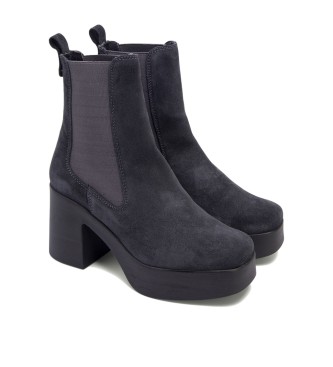 porronet Lena leather ankle boots black -Height heel 8,5cm