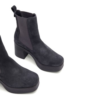 porronet Lena leather ankle boots black -Height heel 8,5cm