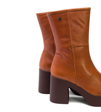 porronet Brown wool leather ankle boots -Heel height 8,5cm