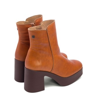 porronet Brown Lia leather ankle boots -Heel height 8,5cm