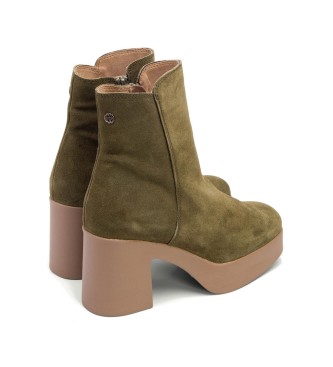 porronet Green Leta leather ankle boots -Heel height 8,5cm