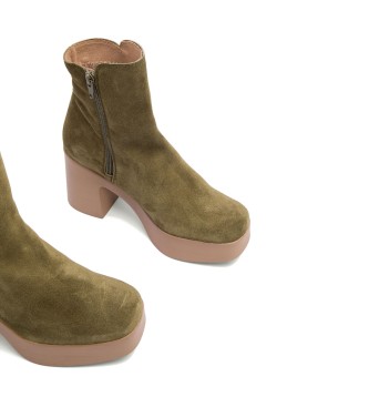 porronet Green Leta leather ankle boots -Heel height 8,5cm