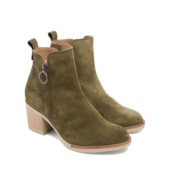 porronet Leather ankle boots Nery green -Height heel 6,5cm