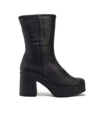 porronet Black wool leather ankle boots -Heel height 8,5cm