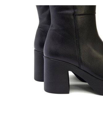 porronet Black wool leather ankle boots -Heel height 8,5cm