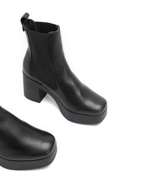 porronet Laura leather ankle boots black -Height heel 8,5cm