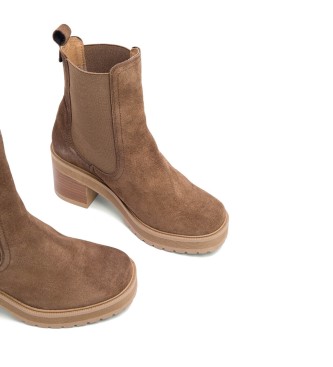 Porronet Rea brown leather ankle boots -Heel height 7,5cm